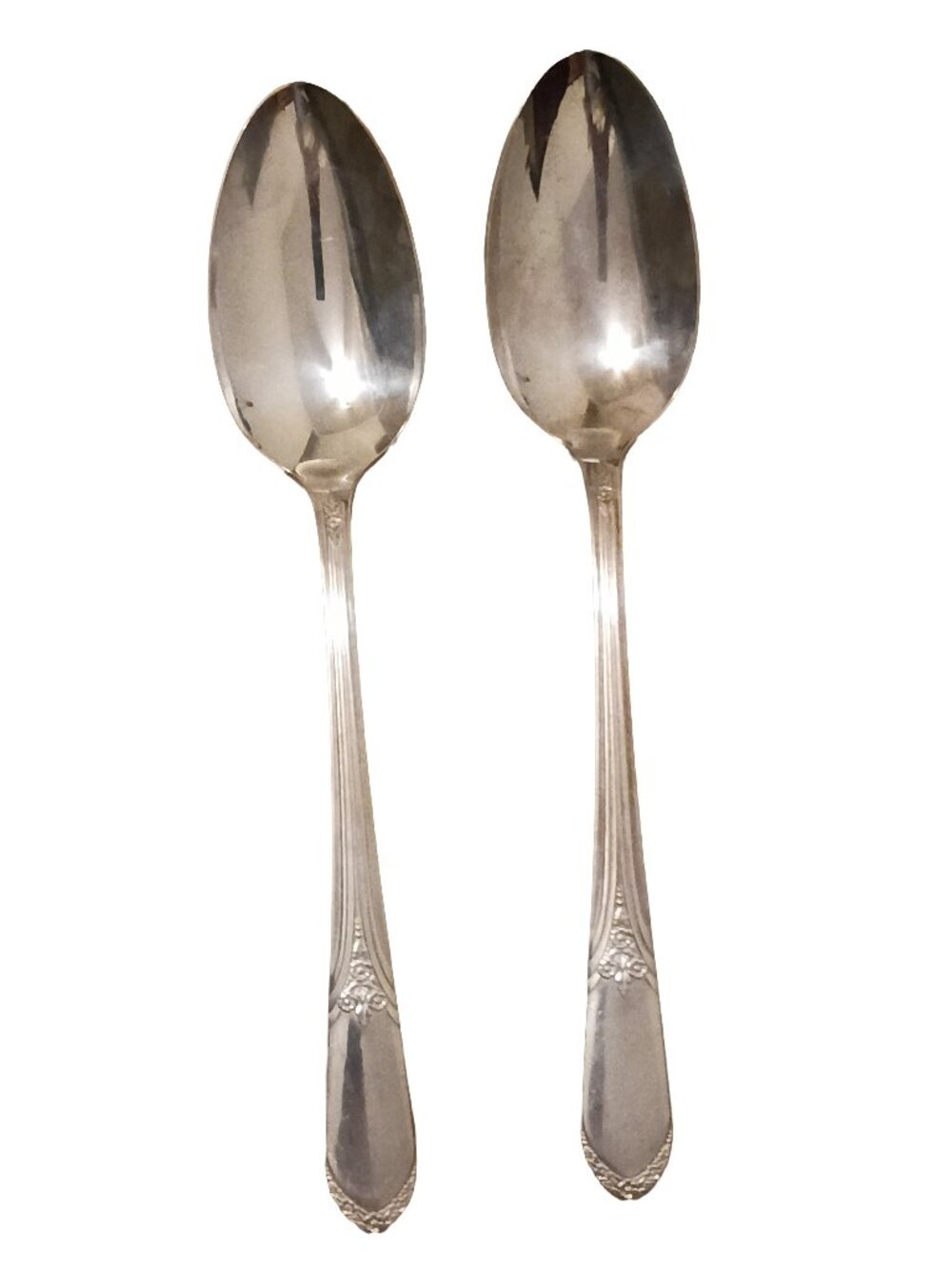 Vintage Silver Plate Spoon Set of Two, Mid Century Modern Silverware